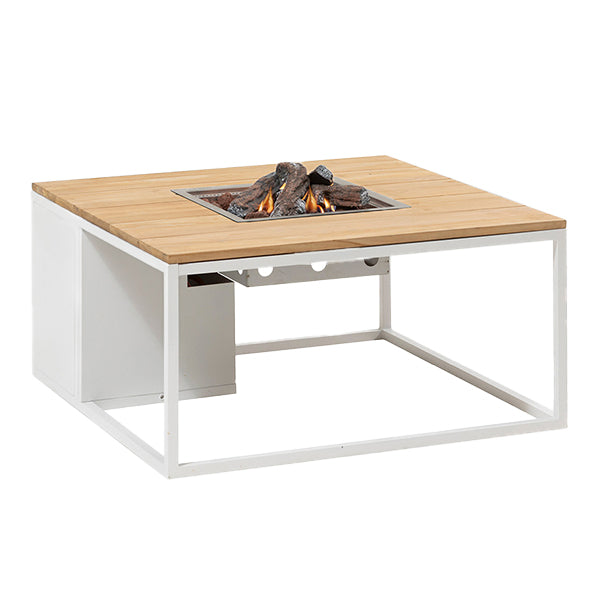 Pacific Lifestyle Cosiloft 100 Lounge Table Gas Fire Pit - White & Teak