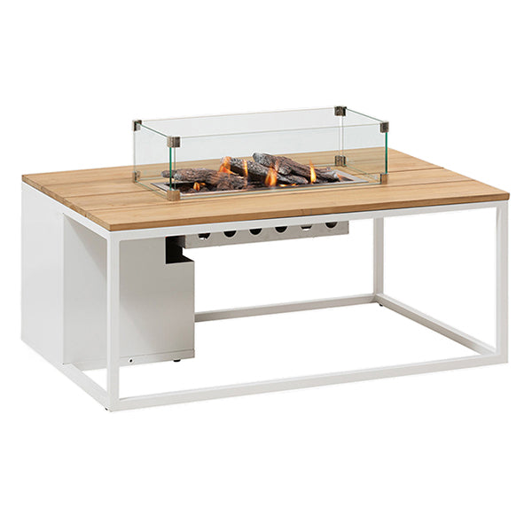 Pacific Lifestyle Cosiloft 120 Lounge Table Gas Fire Pit - White & Teak