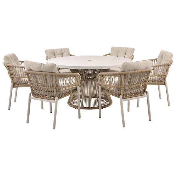 Pacific Lifestyle Martic 6 Seater Dining Set - Natural Weave - Stove Supermarket