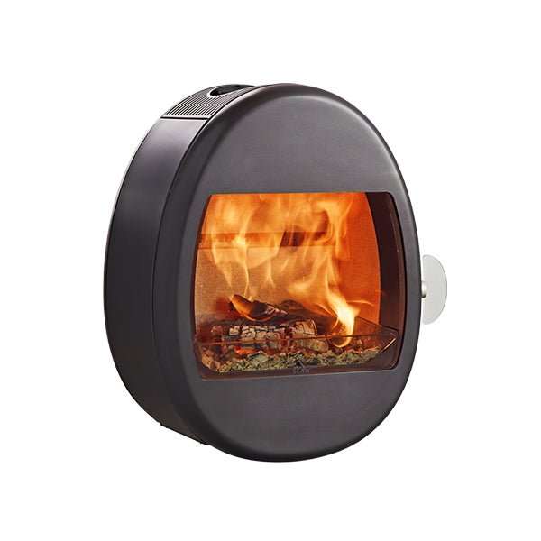 Scan 66-1 Wall Mounted Wood Burning Stove in Black Paint