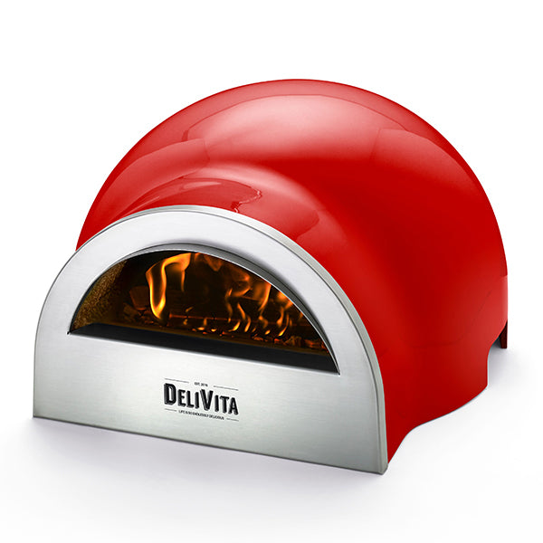 DeliVita Wood Fired Oven - Chilli Red - Stove Supermarket