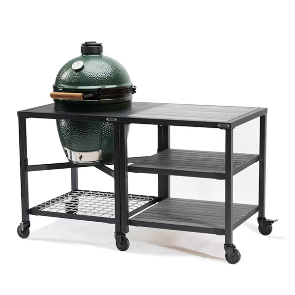 Big Green Egg Large With Modular Nest & Expansion Frame & Distressed Acacia Shelves