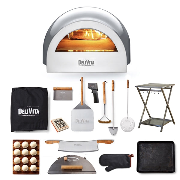 DeliVita Wood Fired Oven - Hale Grey - Deluxe Complete Bundle