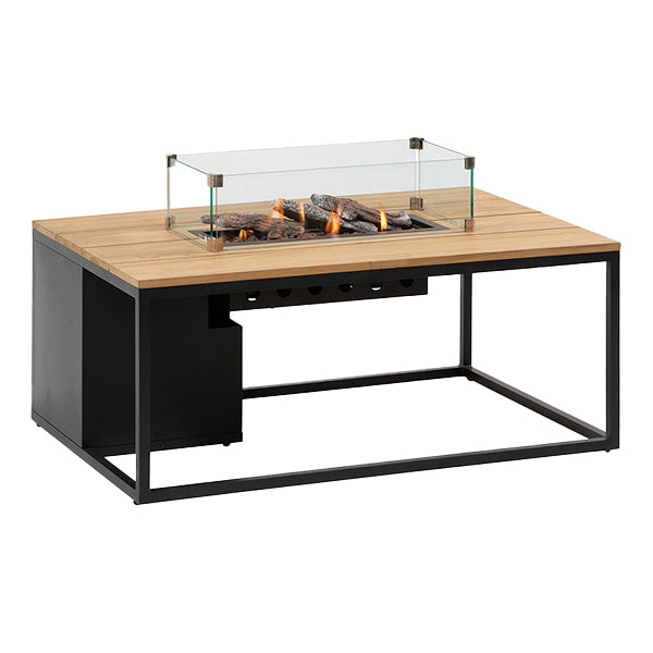 Pacific Lifestyle Cosiloft 120 Lounge Table Gas Fire Pit - Black & Teak
