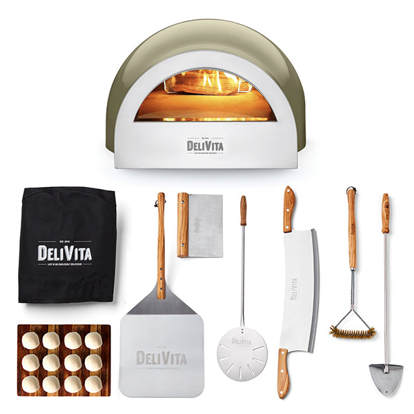 DeliVita Wood Fired Oven - Olive Green - Pizzaiolo Bundle