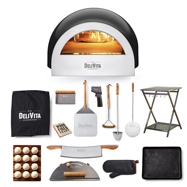 DeliVita Wood Fired Oven - Very Black - Deluxe Complete Bundle