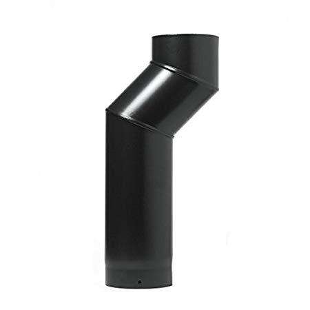 125mm (5") x 565mm One Piece Offset Black Flue Pipe