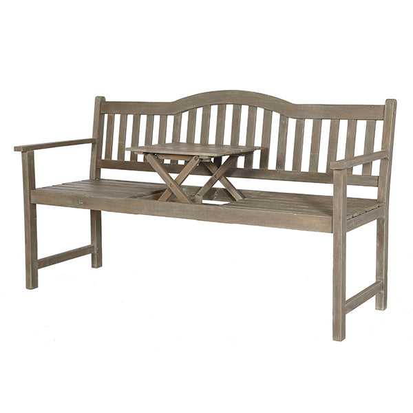 Pacific Lifestyle Richmond Antique Grey Wood Bench with Pop Up Table