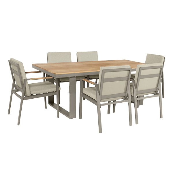 Pacific Lifestyle Stockholm 6 Seater Dining Set - Limestone