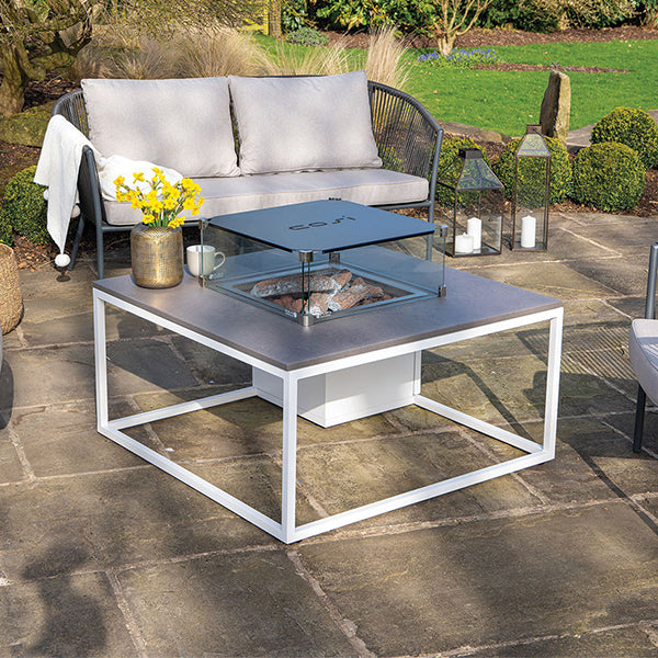 Pacific Lifestyle Cosiloft 100 Lounge Table Gas Fire Pit - White & Grey