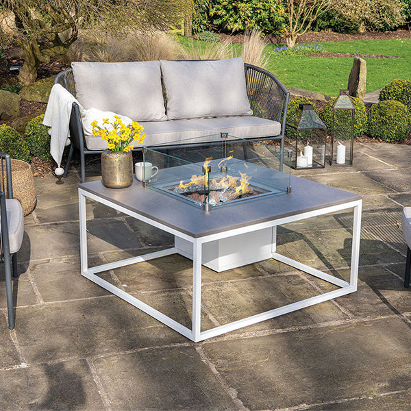 Pacific Lifestyle Cosiloft 100 Lounge Table Gas Fire Pit - White & Grey