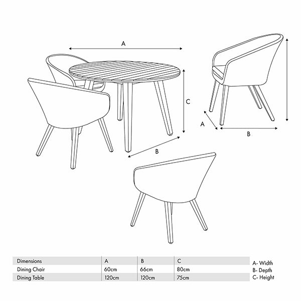 Pacific Lifestyle Cabon 4 Seater Dining Set