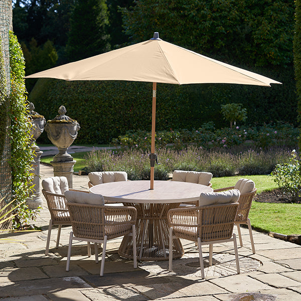 Pacific Lifestyle Riva Teak 3m Round Parasol - Champagne - Stove Supermarket