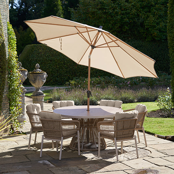 Pacific Lifestyle Riva Teak 3m Round Parasol - Champagne - Stove Supermarket