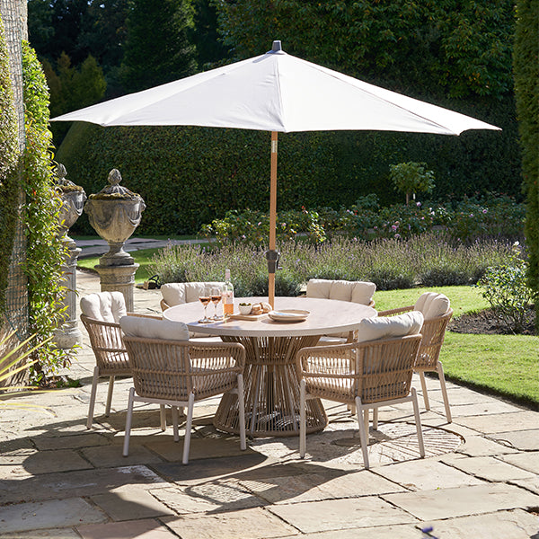 Pacific Lifestyle Riva Teak 3m Round Parasol - Champagne - Stove Supermarket
