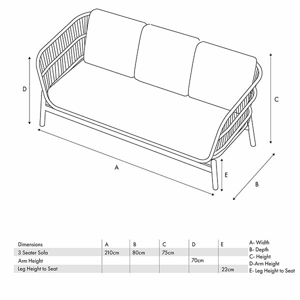 Pacific Lifestyle Martic Outdoor 3 Seater Sofa