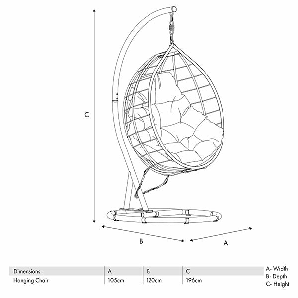 Pacific Lifestyle Blake Single Hanging Egg Chair - Pebble