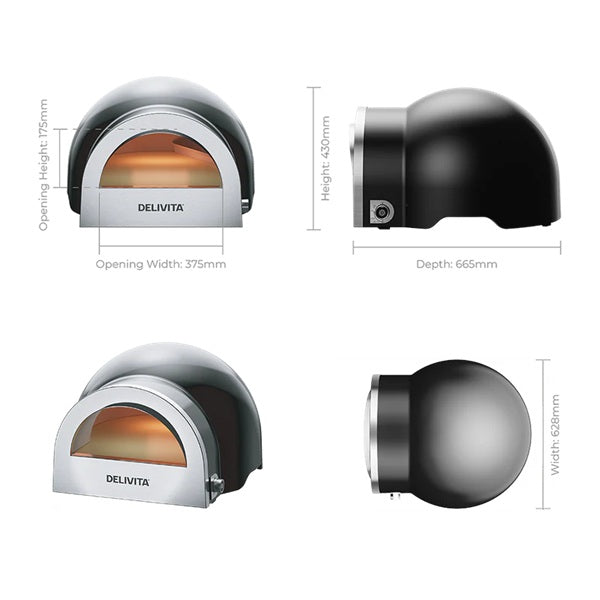 DeliVita Dual Fuel Wood & Gas Fired Oven - Very Black