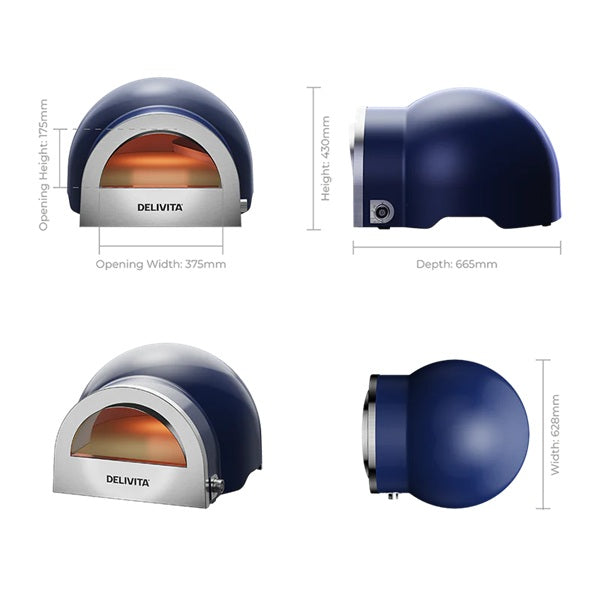 DeliVita Dual Fuel Wood & Gas Fired Oven - Royal Blue