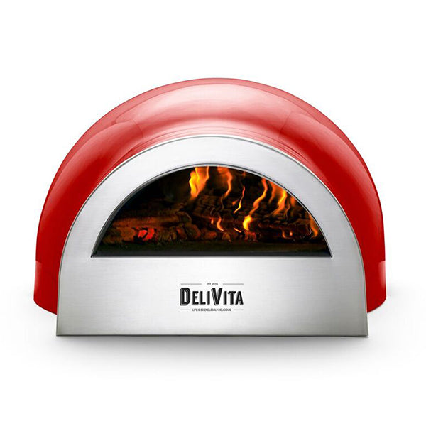 DeliVita Wood Fired Oven - Chilli Red - Stove Supermarket