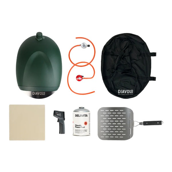 DeliVita Diavolo Gas Fired Pizza Oven Set - Green