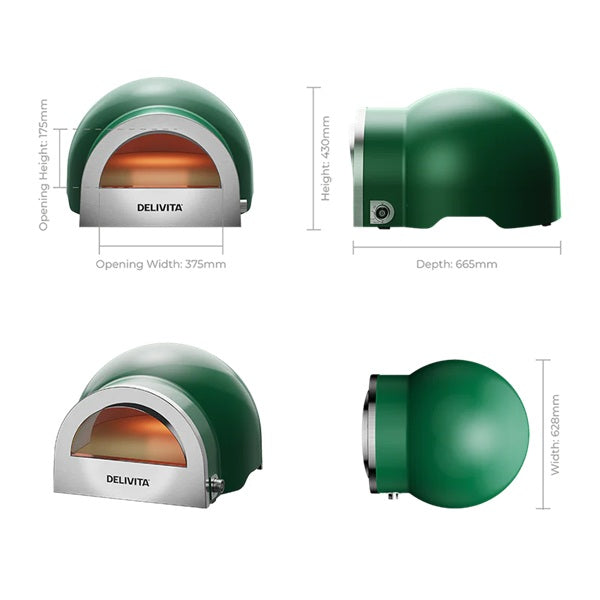DeliVita Dual Fuel Wood & Gas Fired Oven - British Racing Green