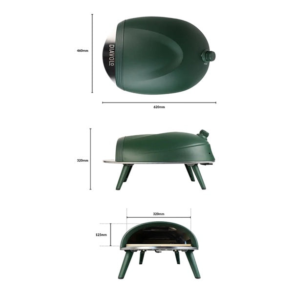 DeliVita Diavolo Gas Fired Pizza Oven Set - Green