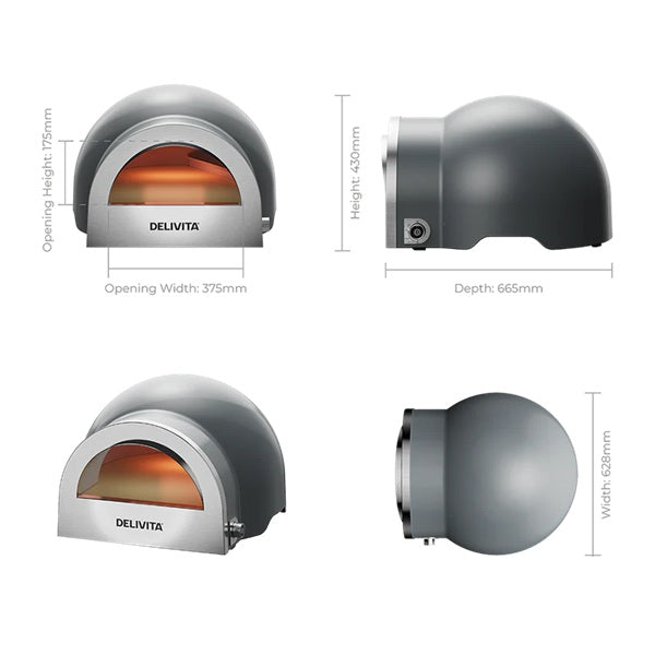 DeliVita Dual Fuel Wood & Gas Fired Oven - Hale Grey