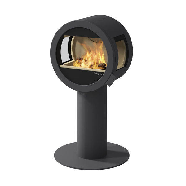 Nordpeis Me Pedestal Wood Burning Stove With Side Glass