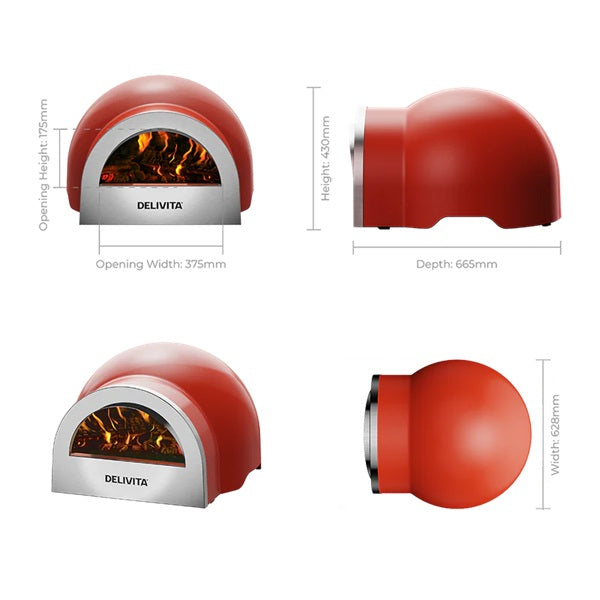 DeliVita Wood Fired Oven - Chilli Red