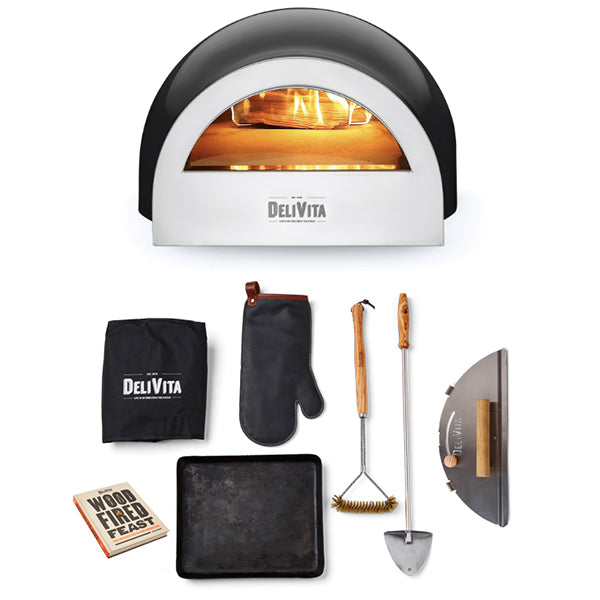 DeliVita Wood Fired Oven - Very Black - Wood Fired Bundle