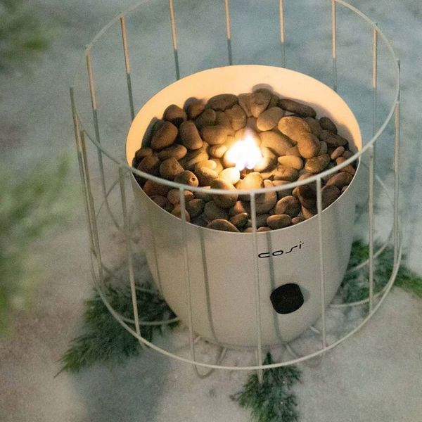 Cosiscoop White Basket Garden Table Top Fire Lantern - Stove Supermarket