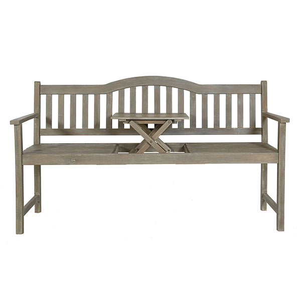 Pacific Lifestyle Richmond Antique Grey Wood Bench with Pop Up Table